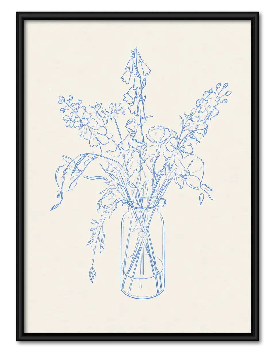 Delicate Blue Wildflower Bouquet Wall Art 1