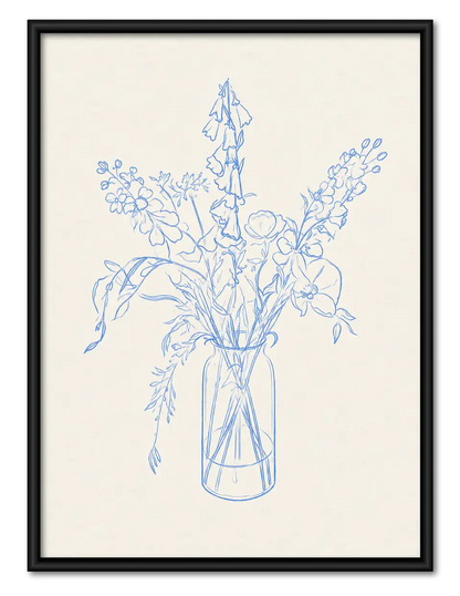 Delicate Blue Wildflower Bouquet Wall Art 1