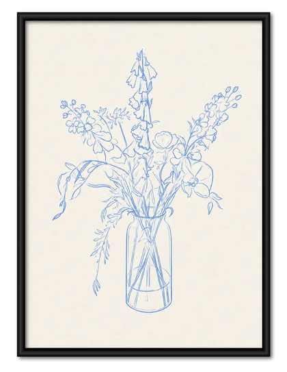 Delicate Blue Wildflower Bouquet Wall Art