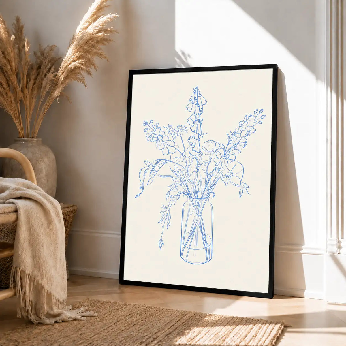 Delicate Blue Wildflower Bouquet Wall Art 4