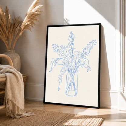Delicate Blue Wildflower Bouquet Wall Art 4