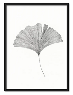 Delicate Gray Ginkgo Leaf Wall Art