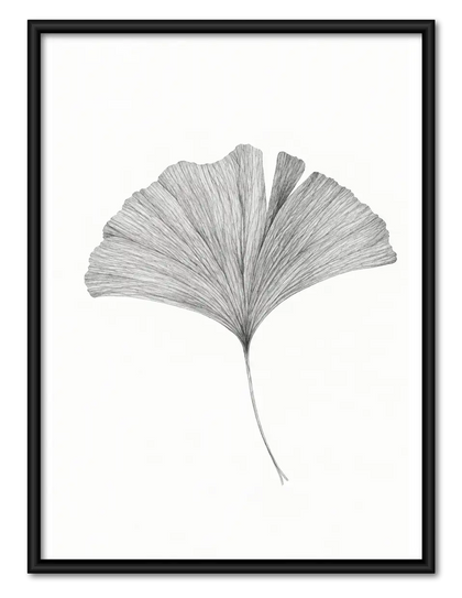 Delicate Gray Ginkgo Leaf Wall Art
