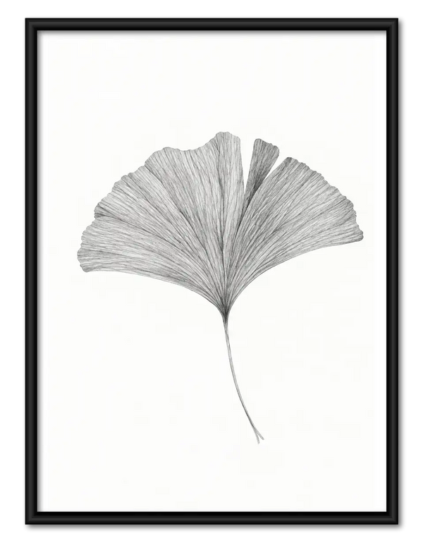 Delicate Gray Ginkgo Leaf Wall Art