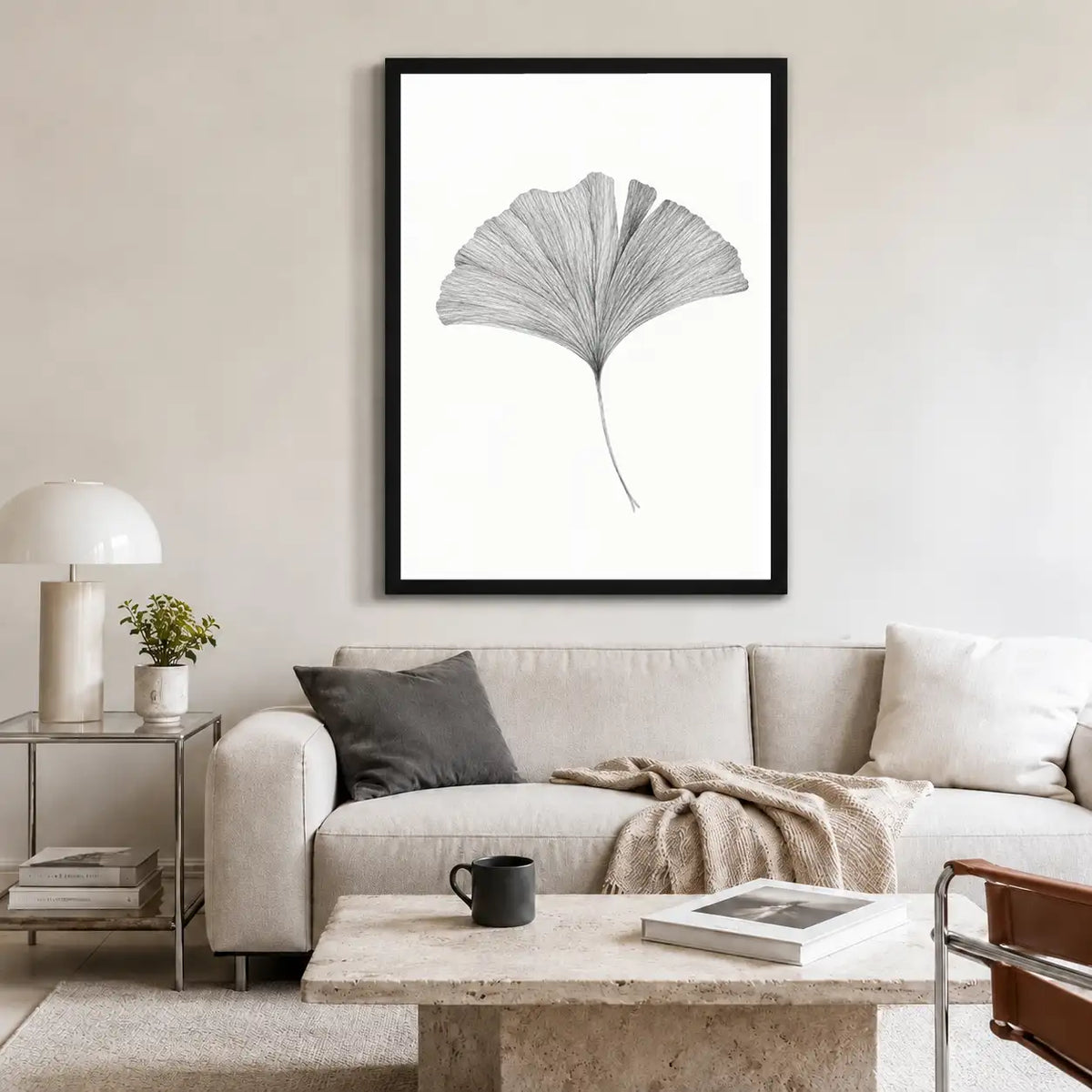 Delicate Gray Ginkgo Leaf Wall Art 2