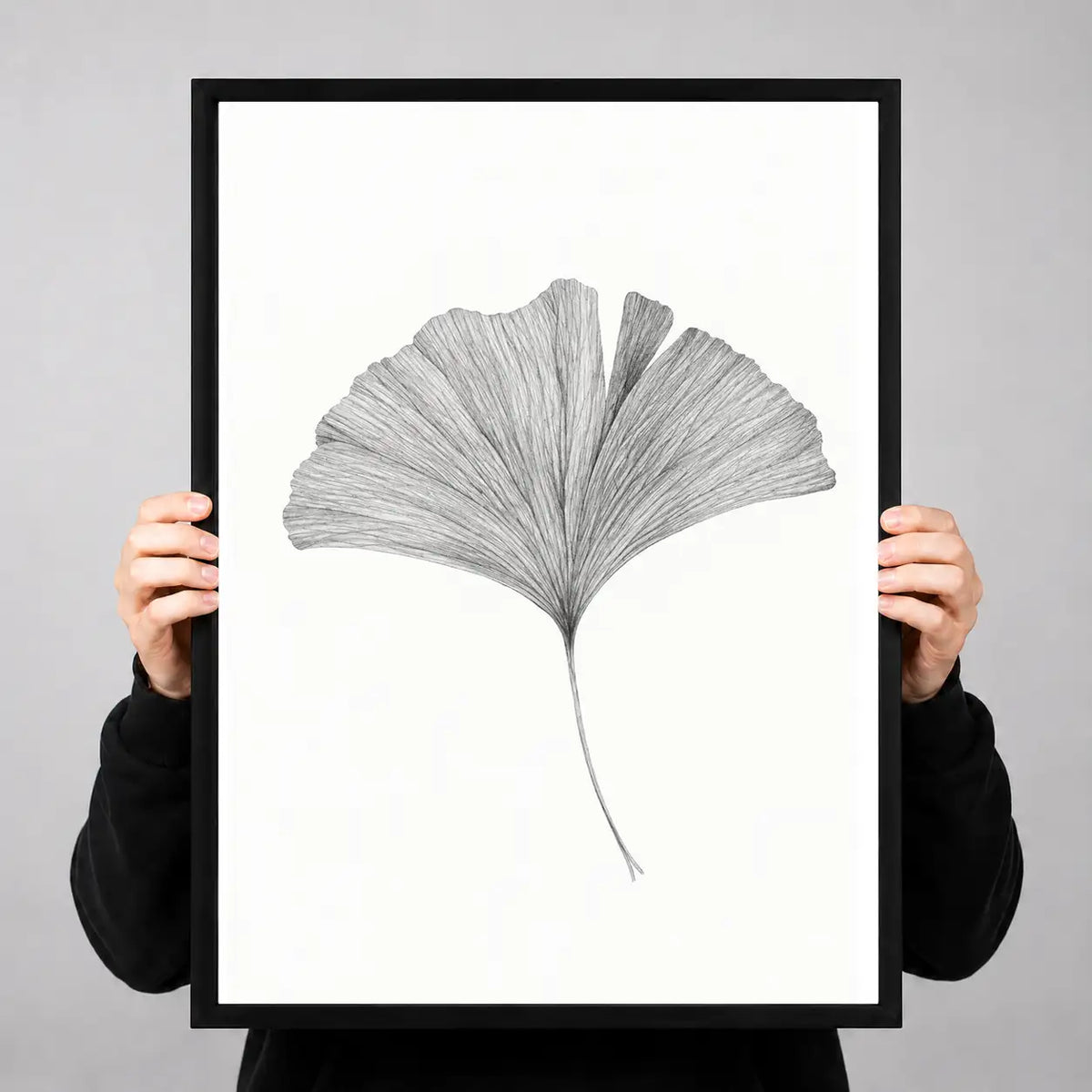 Delicate Gray Ginkgo Leaf Wall Art 3