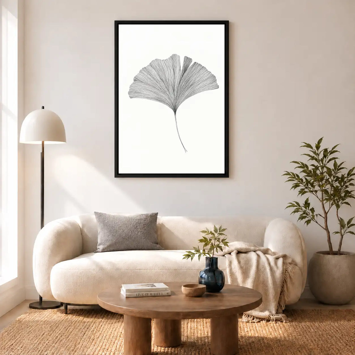 Delicate Gray Ginkgo Leaf Wall Art 5