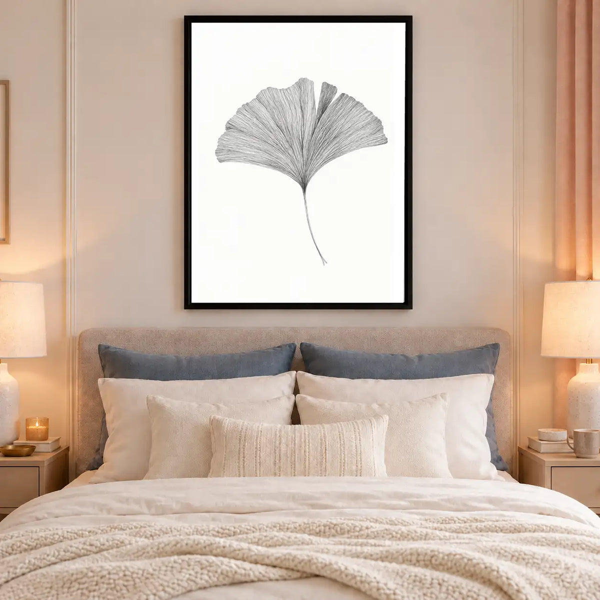 Delicate Gray Ginkgo Leaf Wall Art 6