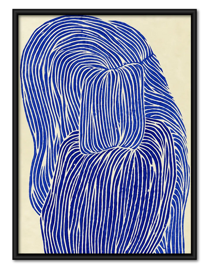 Electric Blue Hair Line Portrait Wall Art 1