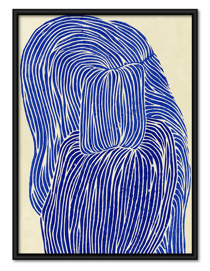Electric Blue Hair Line Portrait Wall Art