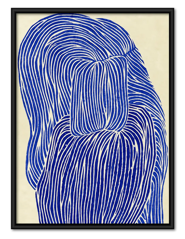 Electric Blue Hair Line Portrait Wall Art