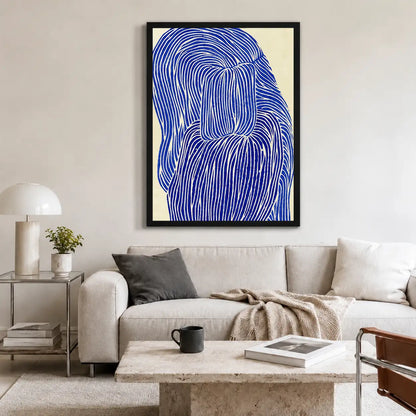 Electric Blue Hair Line Portrait Wall Art 2