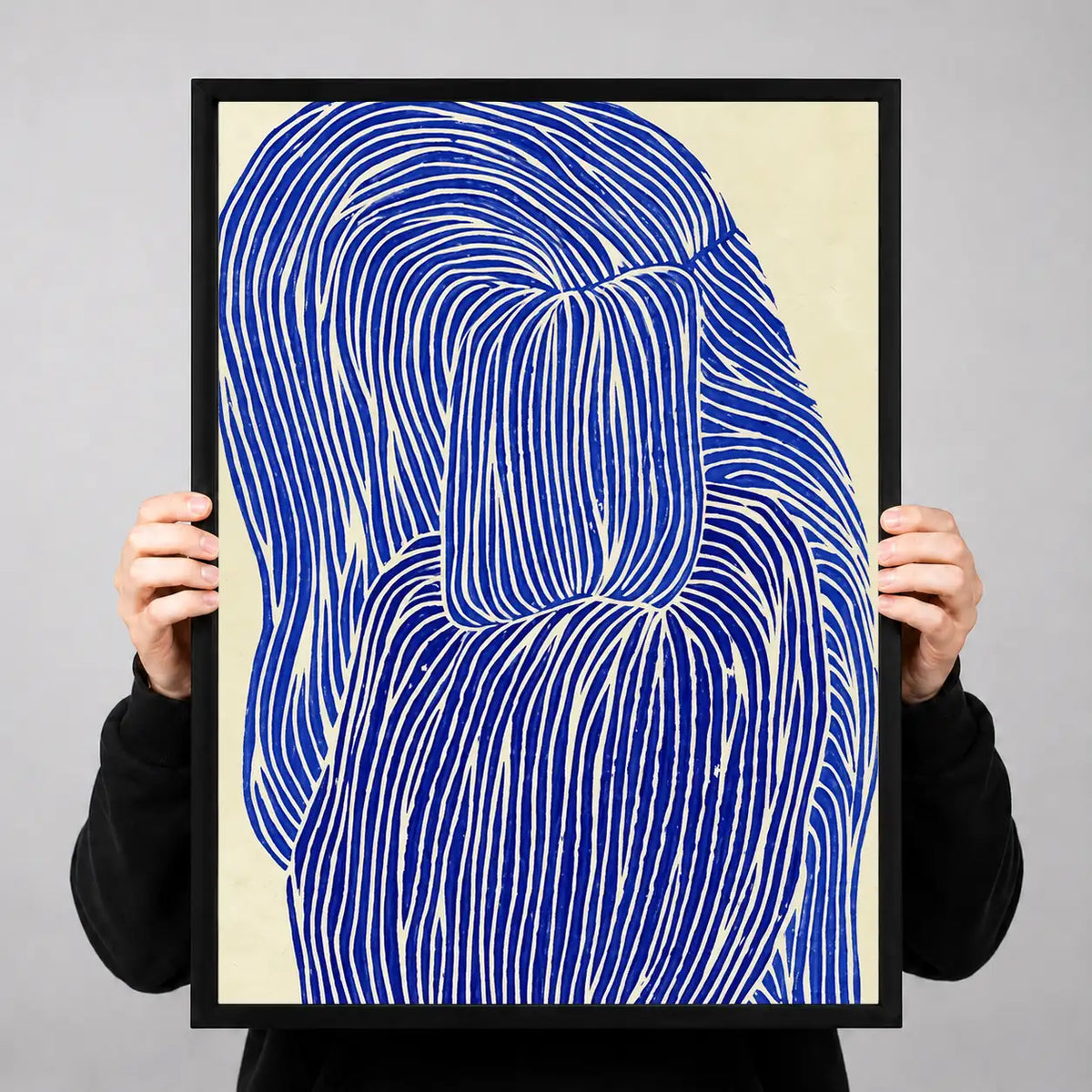 Electric Blue Hair Line Portrait Wall Art 3