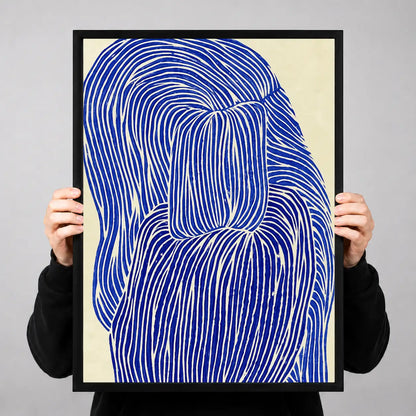 Electric Blue Hair Line Portrait Wall Art 3