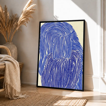 Electric Blue Hair Line Portrait Wall Art 4