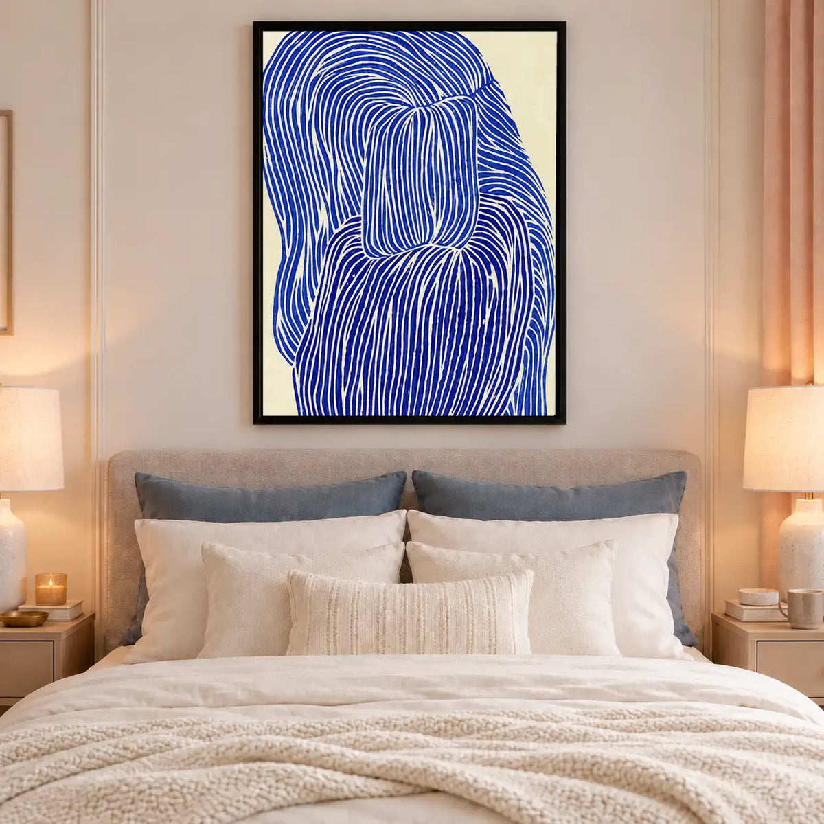 Electric Blue Hair Line Portrait Wall Art 6