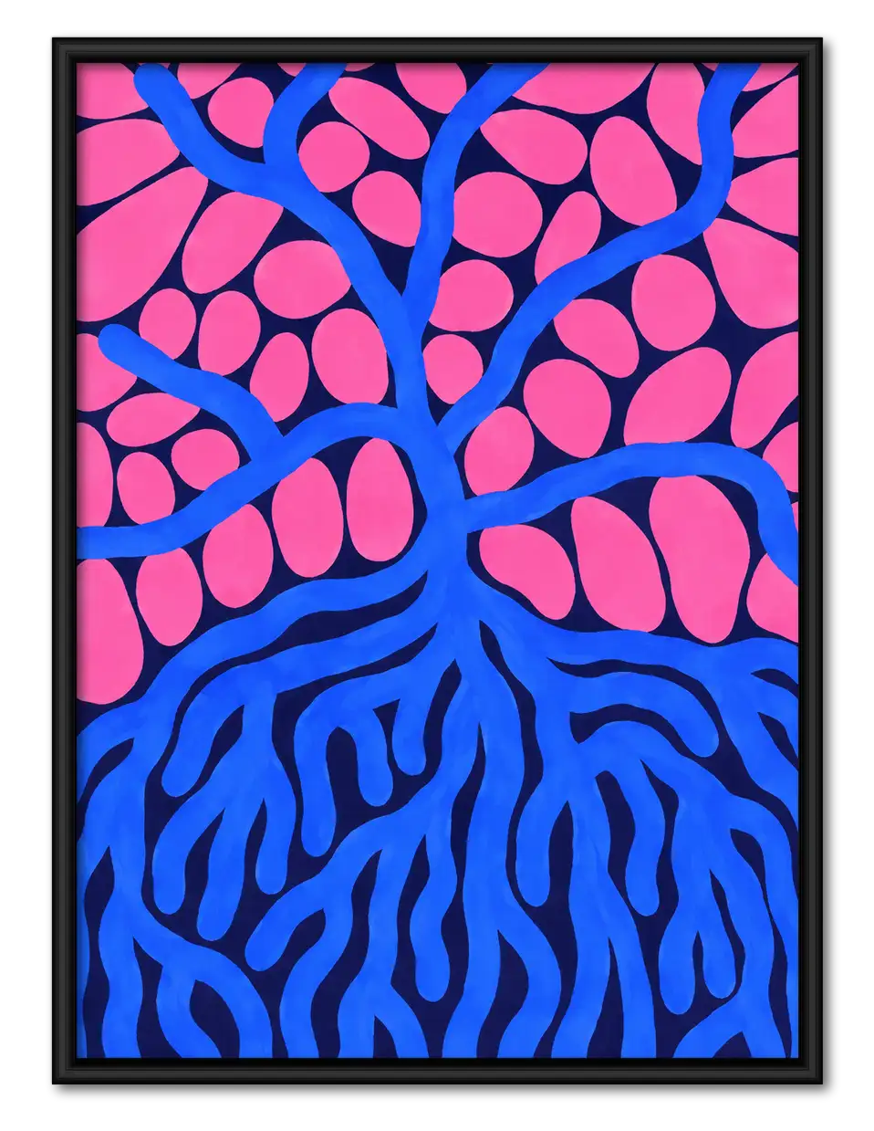 Electric Pink Tree and Blue Roots Wall Art 1