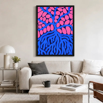 Electric Pink Tree and Blue Roots Wall Art 2
