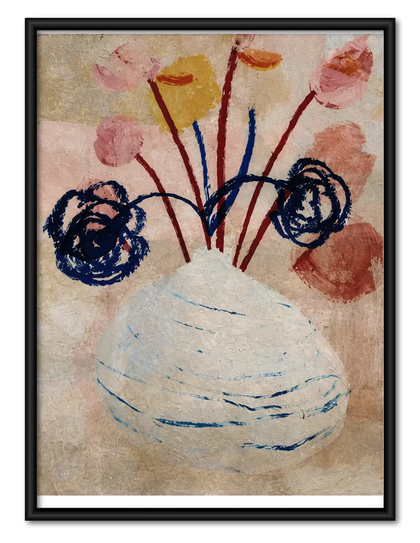 Expressive Wildflowers in White Vase Wall Art
