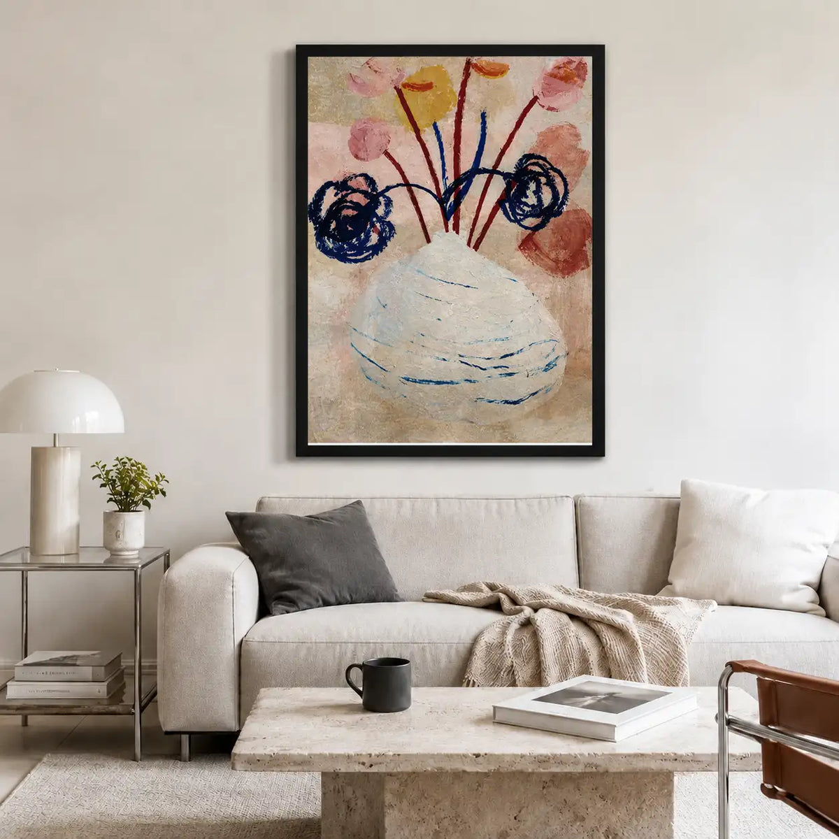 Expressive Wildflowers in White Vase Wall Art 2