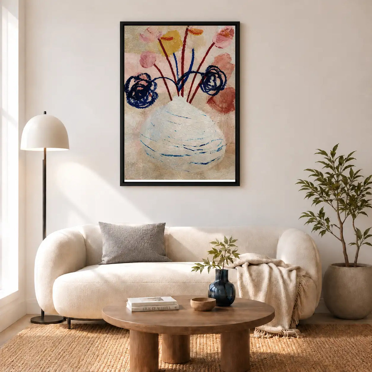 Expressive Wildflowers in White Vase Wall Art 5