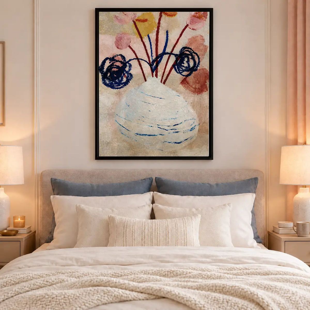 Expressive Wildflowers in White Vase Wall Art 6