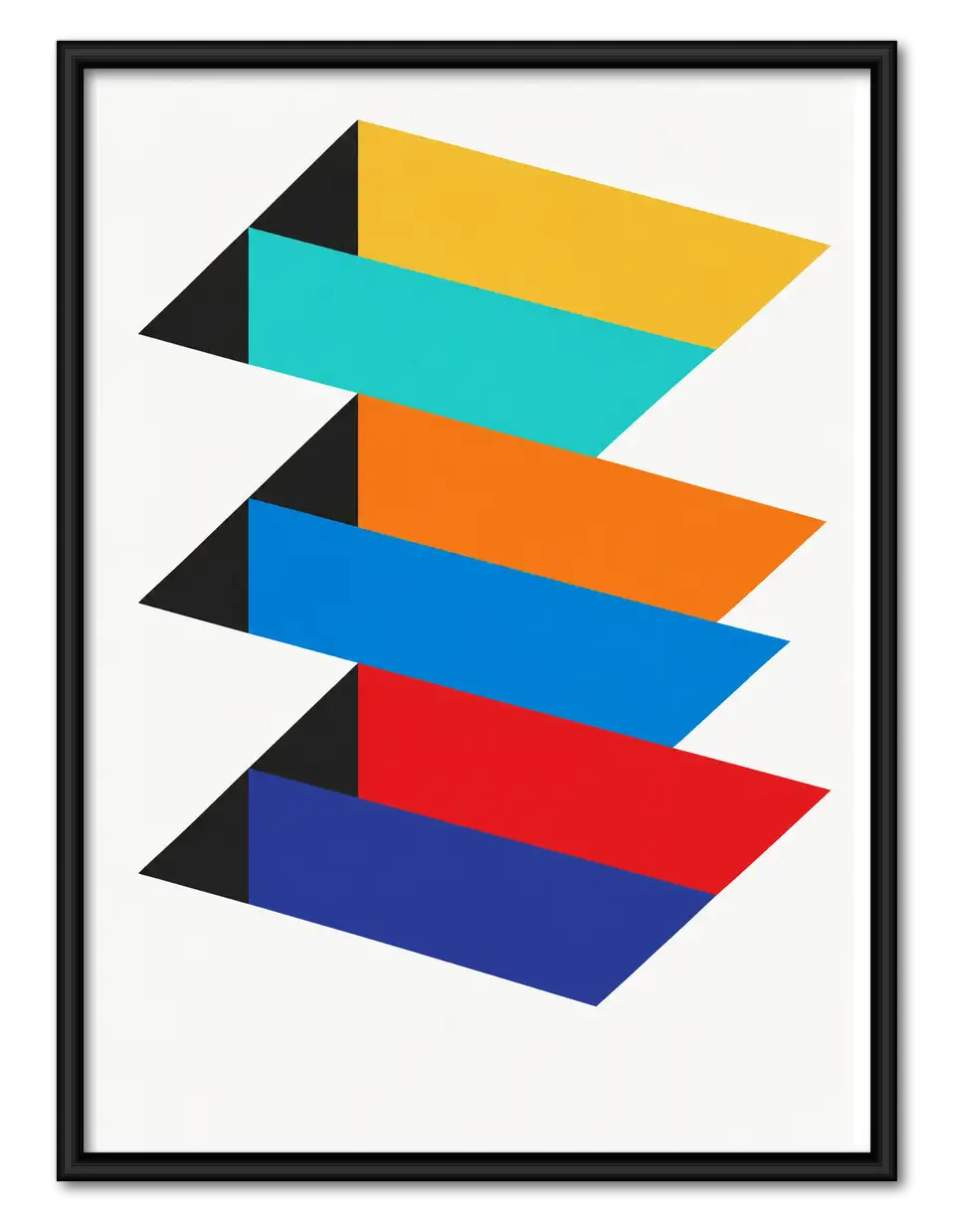 Floating Color Ribbons Geometric Wall Art 1