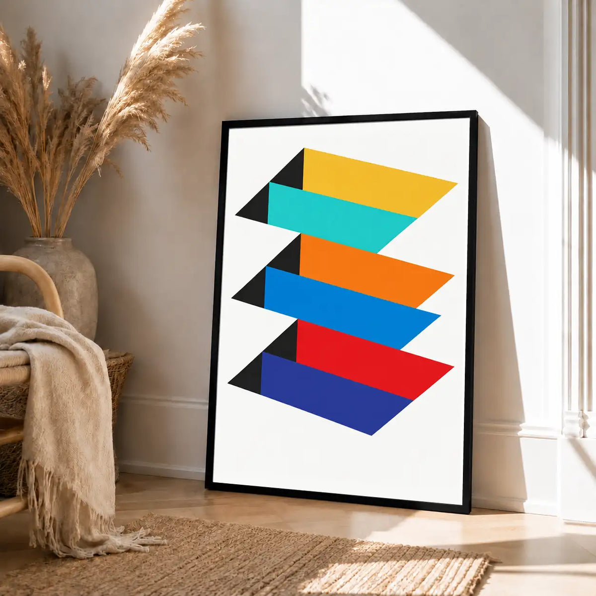 Floating Color Ribbons Geometric Wall Art 4