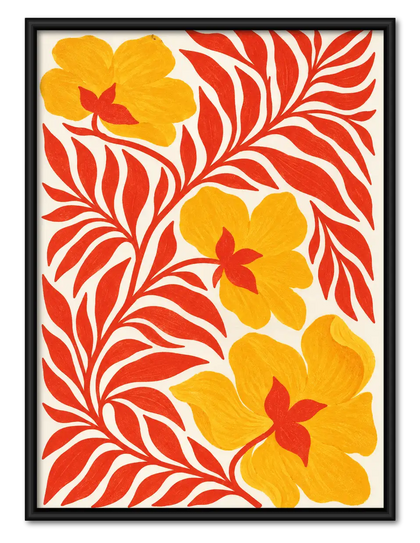 Golden Blossoms and Red Foliage Wall Art