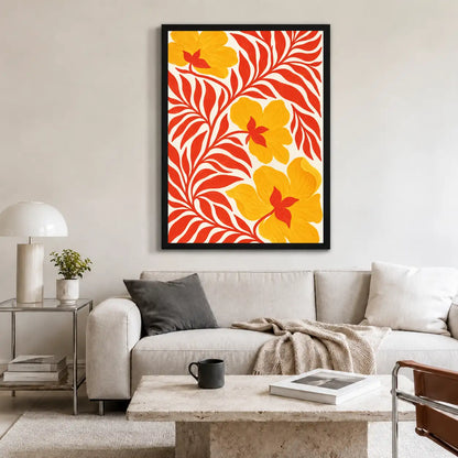 Golden Blossoms and Red Foliage Wall Art 2