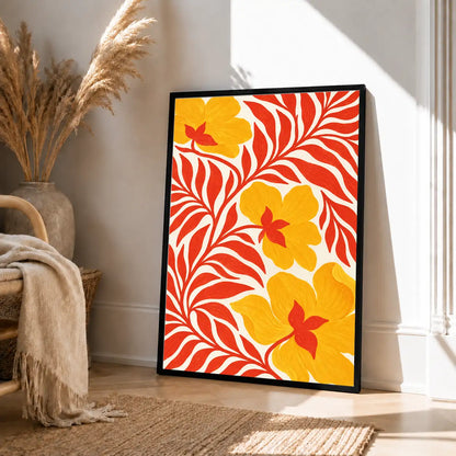 Golden Blossoms and Red Foliage Wall Art 4