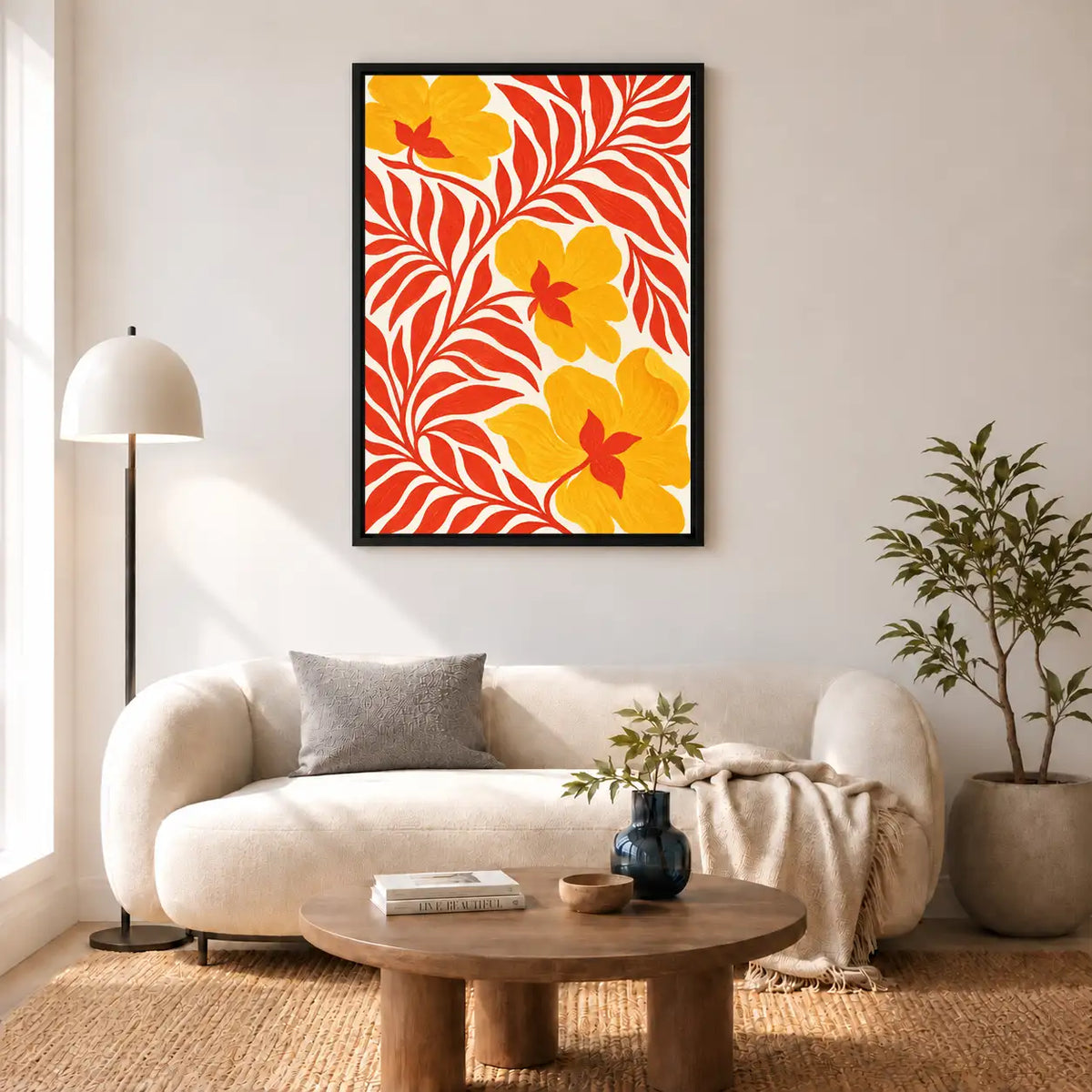 Golden Blossoms and Red Foliage Wall Art 5