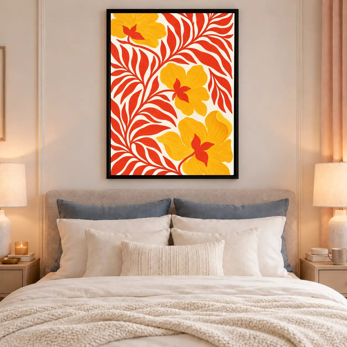 Golden Blossoms and Red Foliage Wall Art 6