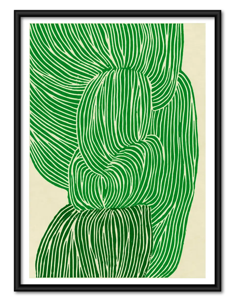 Green Flowing Ribbon Lines Wall Art 1