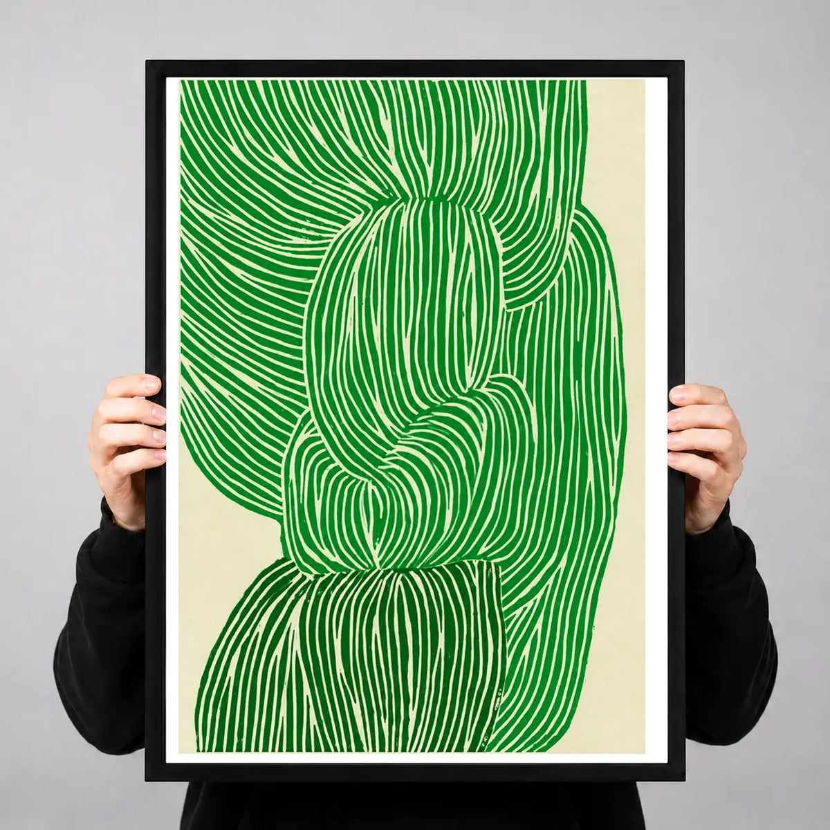 Green Flowing Ribbon Lines Wall Art 3