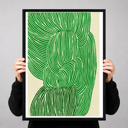 Green Flowing Ribbon Lines Wall Art 3