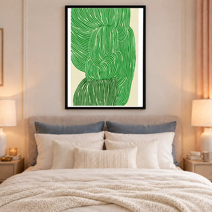 Green Flowing Ribbon Lines Wall Art 6