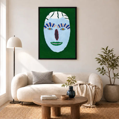 Green Mask Face Folk Portrait Wall Art 5