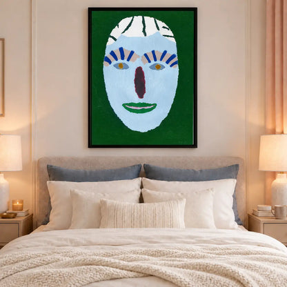 Green Mask Face Folk Portrait Wall Art 6