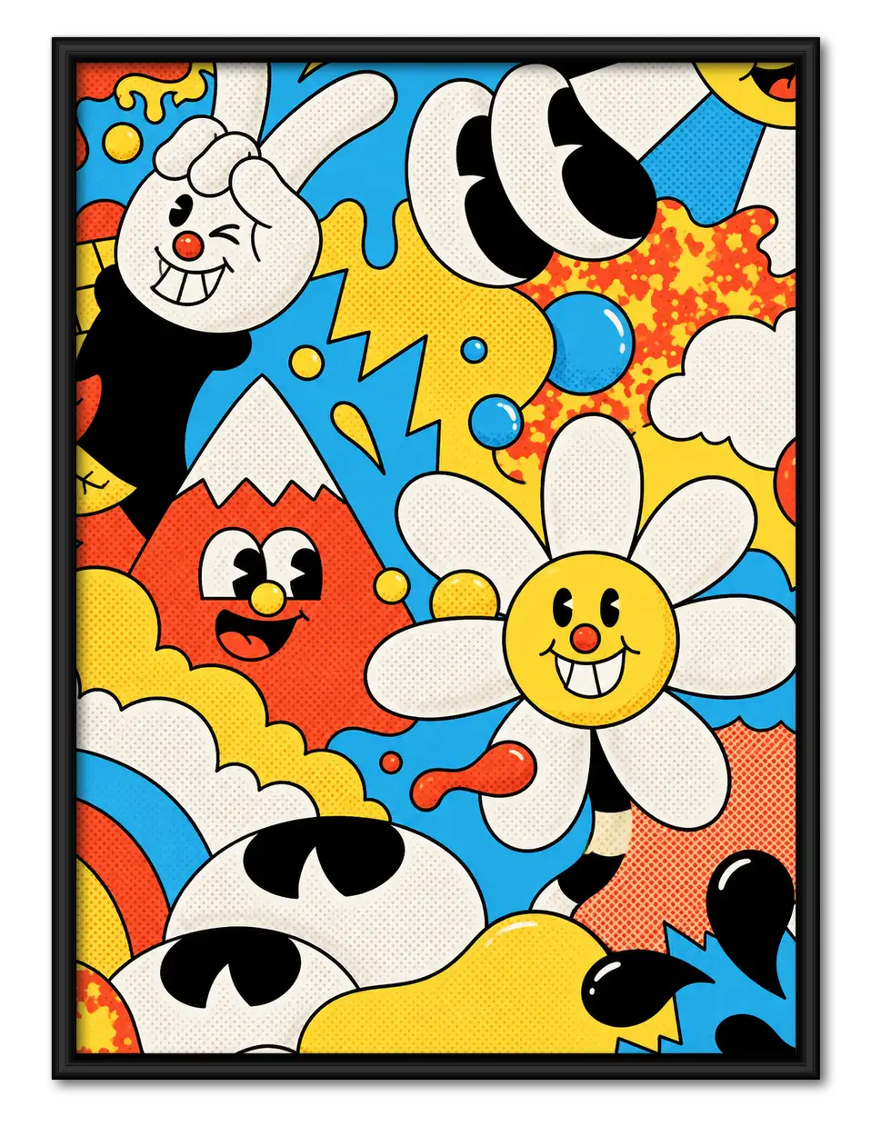 Happy Daisies Cartoon Collage Wall Art 1