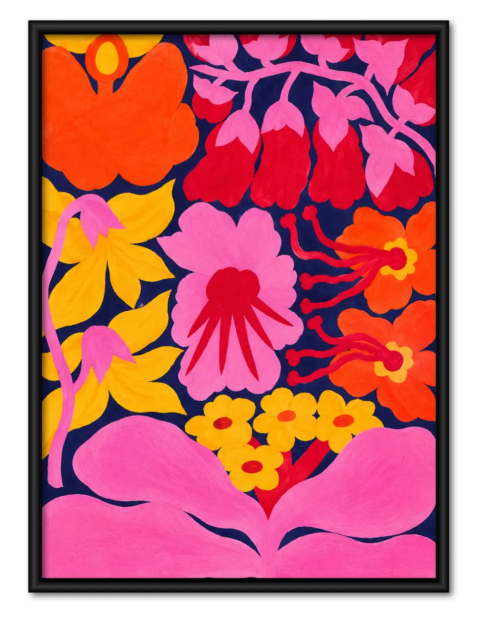 Hot Pink Floral Maximalist Wall Art 1