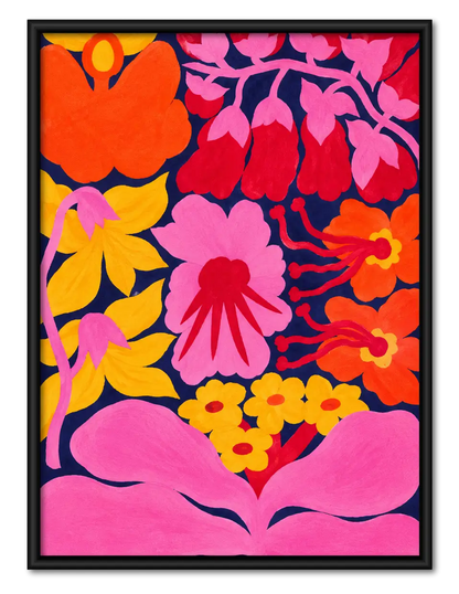 Hot Pink Floral Maximalist Wall Art 1