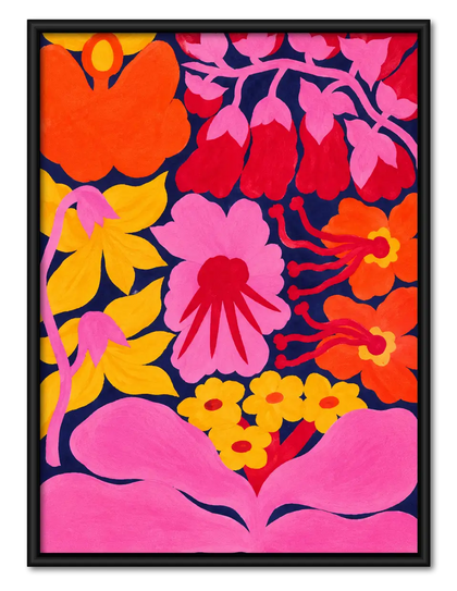Hot Pink Floral Maximalist Wall Art