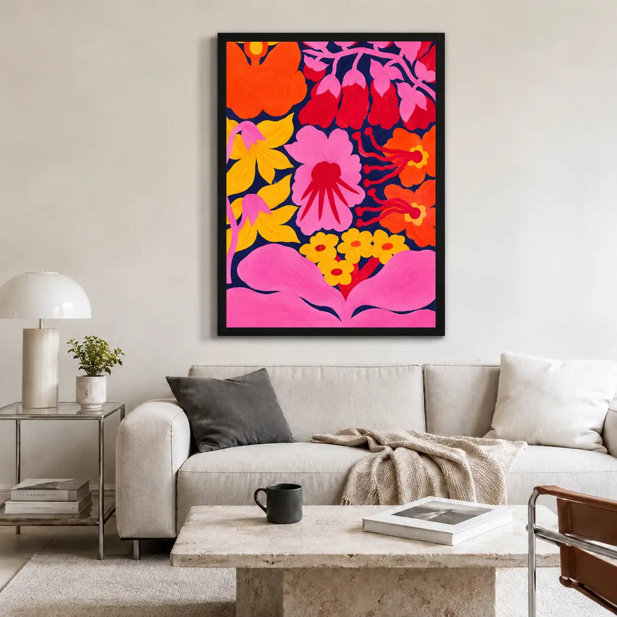 Hot Pink Floral Maximalist Wall Art 2
