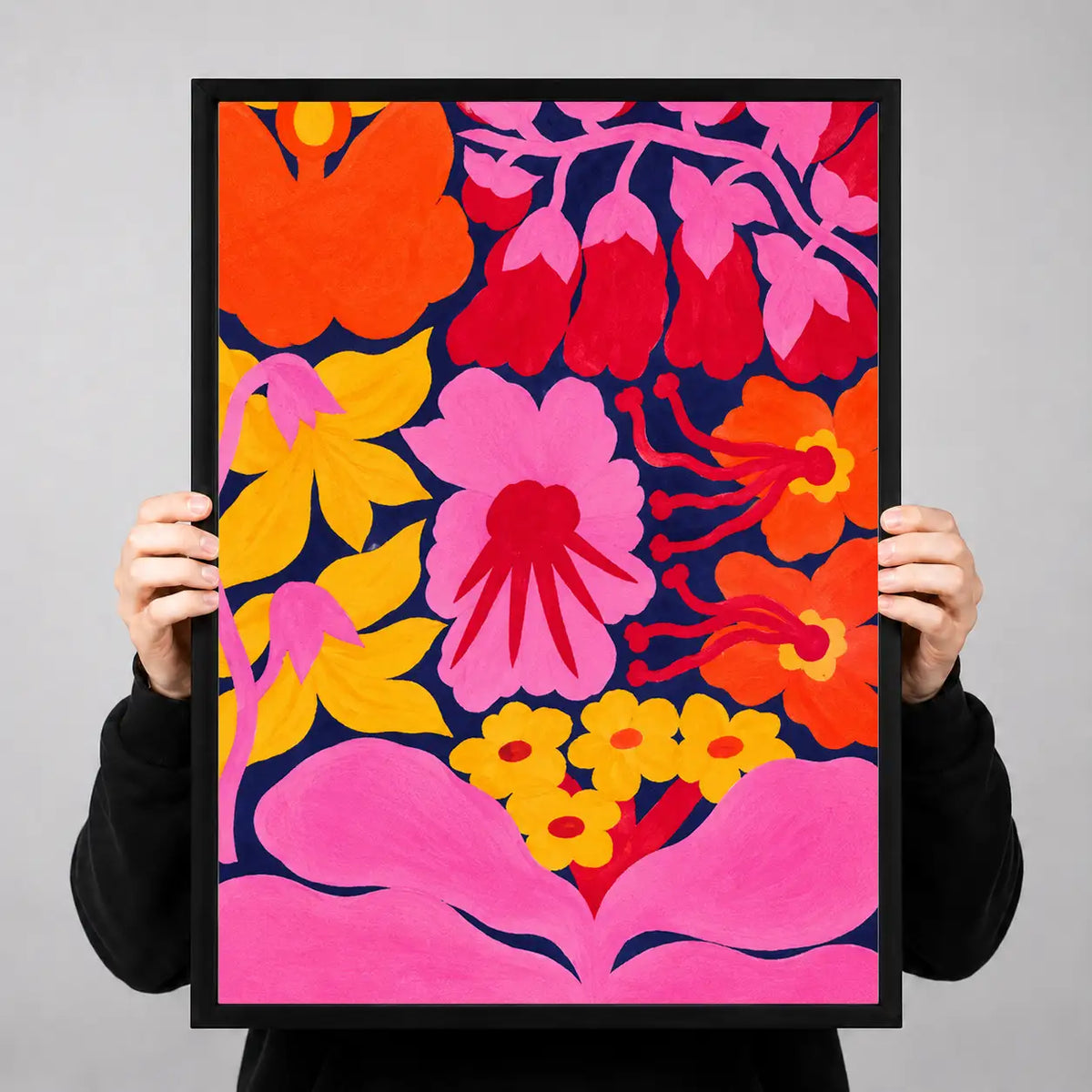 Hot Pink Floral Maximalist Wall Art 3