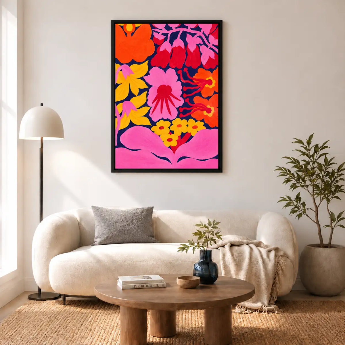 Hot Pink Floral Maximalist Wall Art 5