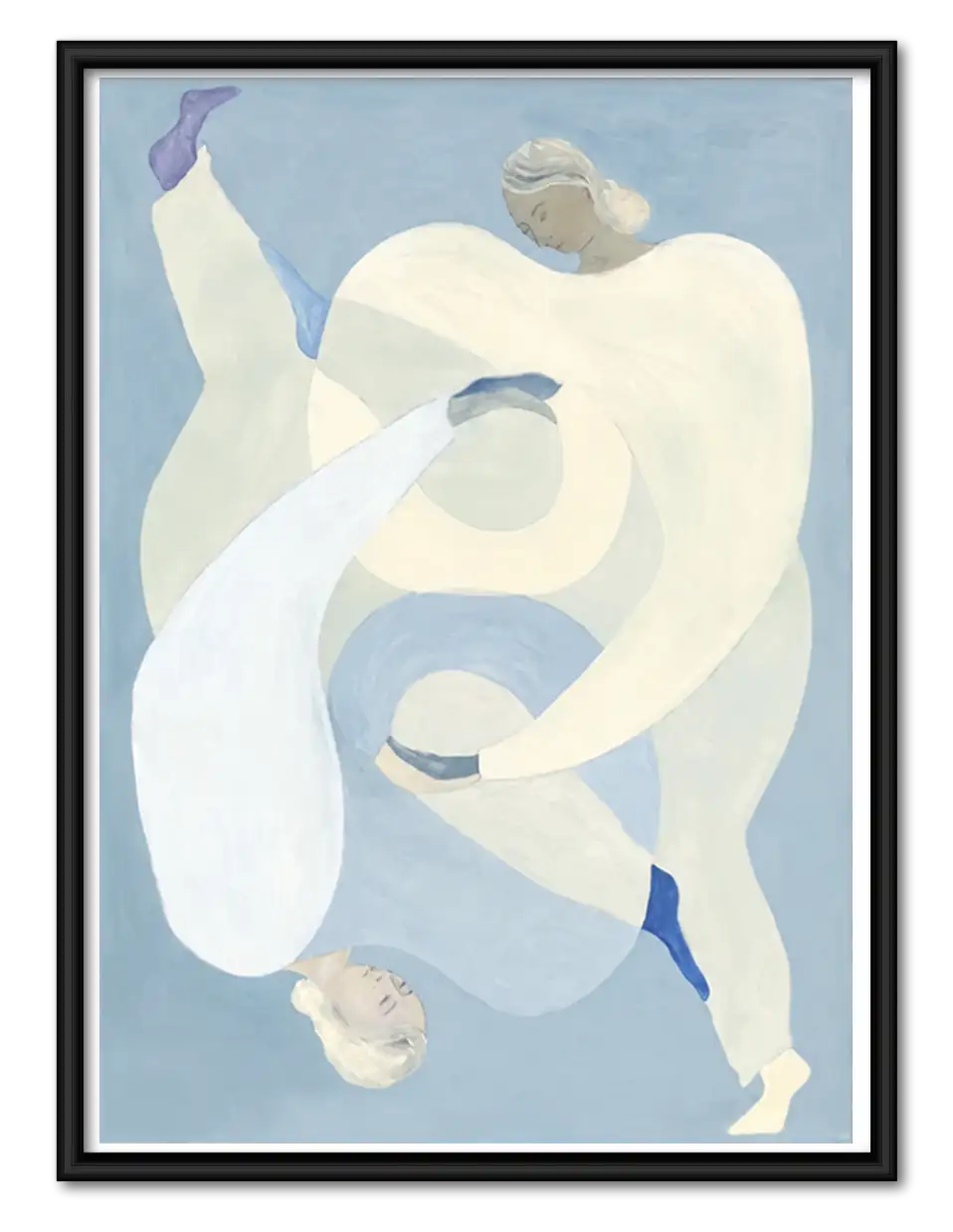 Intertwined Blue and White Figures Wall Art 1