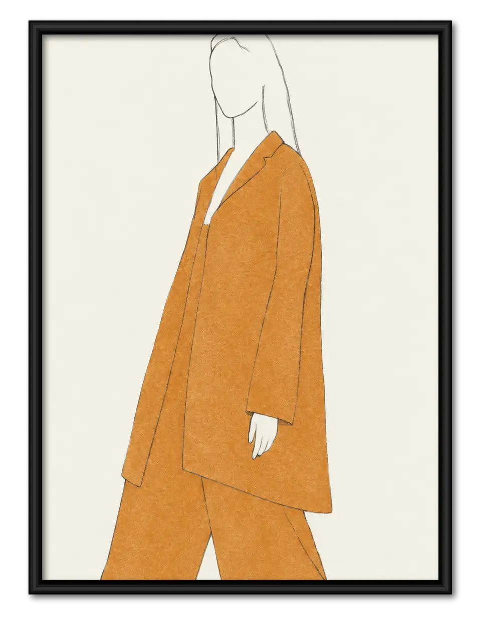 Mustard Coat Fashion Figure Wall Art 1