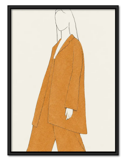 Mustard Coat Fashion Figure Wall Art