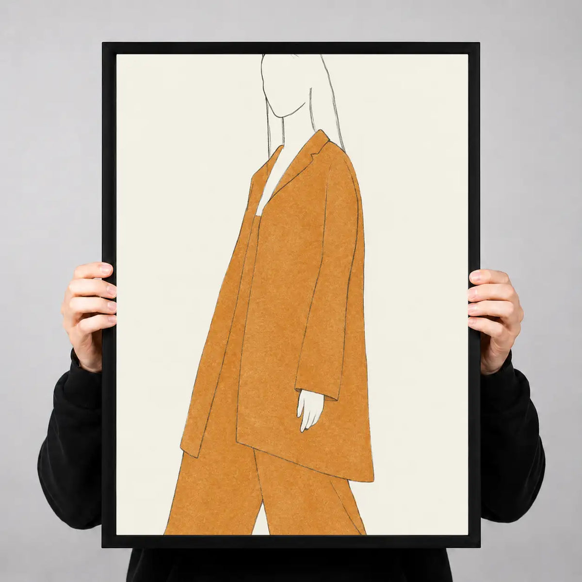 Mustard Coat Fashion Figure Wall Art 3